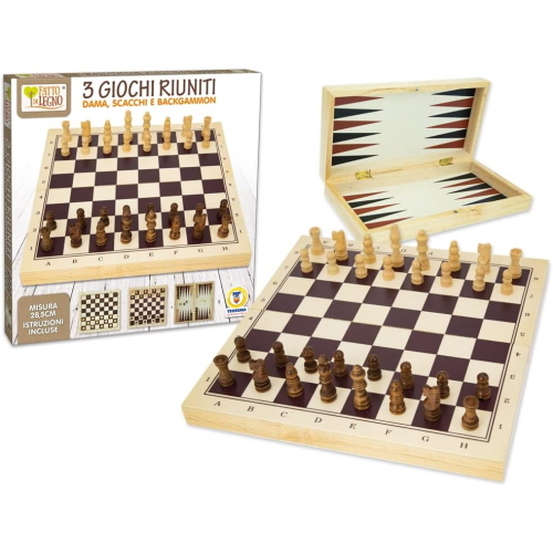 GS- 3IN1 DAMA SCACCHI & BACKGAMMON LEGNO