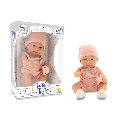 BABY TEO - NEONATO IN VINILE 35 CM ROSA