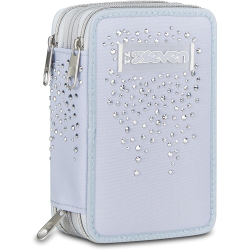 ASTUCCIO  3 ZIP SEVEN- GLITTER AZZURRO