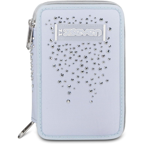 ASTUCCIO  3 ZIP SEVEN- GLITTER AZZURRO