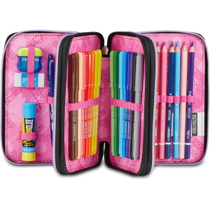 ASTUCCIO  3 ZIP SEVEN- GLITTER NERO/ROSA