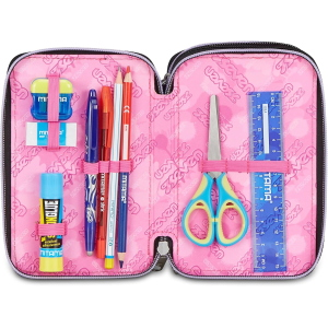 ASTUCCIO  3 ZIP SEVEN- GLITTER NERO/ROSA
