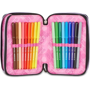 ASTUCCIO  3 ZIP SEVEN- GLITTER NERO/ROSA