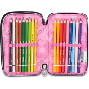 ASTUCCIO  3 ZIP SEVEN- GLITTER NERO/ROSA