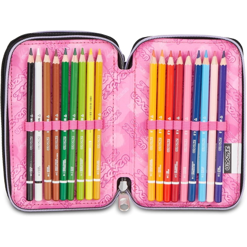 ASTUCCIO  3 ZIP SEVEN- GLITTER NERO/ROSA