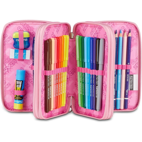 ASTUCCIO  3 ZIP SEVEN- GLITTER ROSA