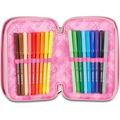 ASTUCCIO  3 ZIP SEVEN- GLITTER ROSA