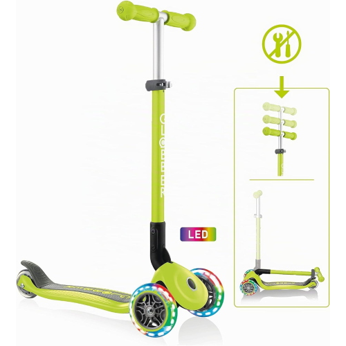 MONOPATTINO- 3R- GLOBBER- PRIMO FOLDABLE LIGHTS-  LIME GREEN