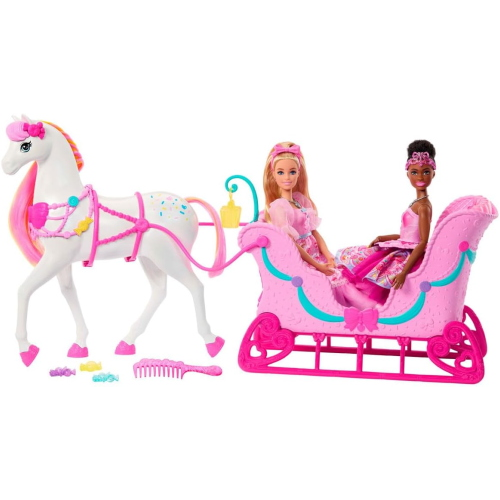 BARBIE - SCHIACCIANOCI- CAVALLO E SLITTA DEL REGNO CANDITO
