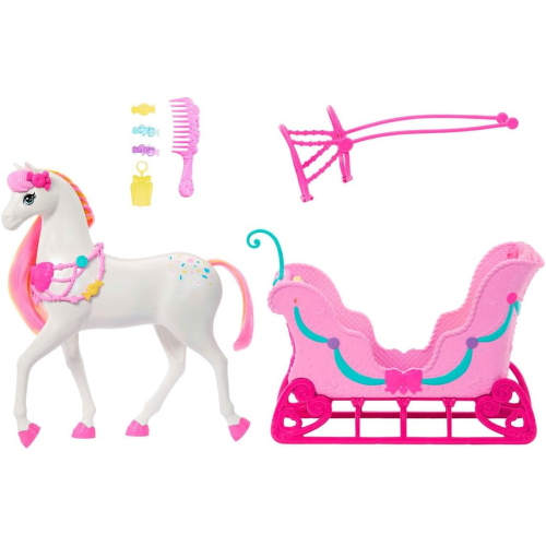 BARBIE - SCHIACCIANOCI- CAVALLO E SLITTA DEL REGNO CANDITO