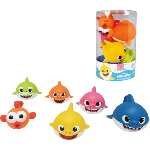 BABY SHARK - SET 6 PERS. GOMMOLOSI IN BARATTOLO