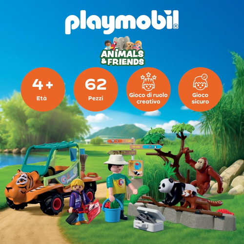 PLAY ZOO - ANIMALS & FRIENDS - GUARDIANO DI ZOO C/VEICOLO