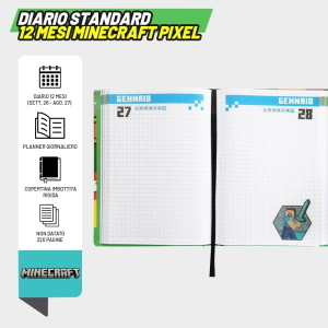 DIARIO AG. 026 - MINECRAFT 12M STD - PATTERN PIXEL