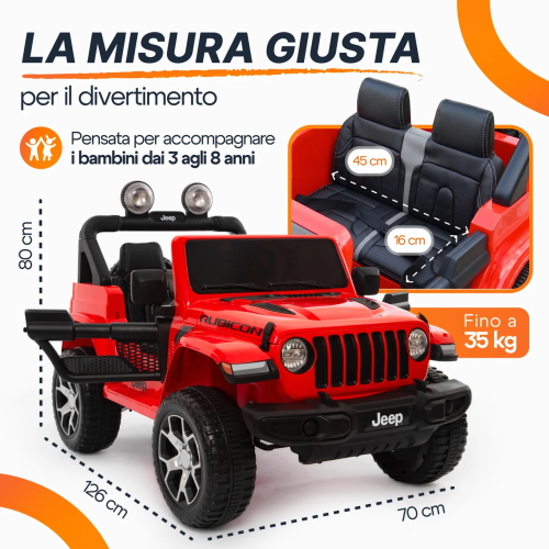 AUTO EL- JEEP WRANGLER RUBICON 12V ROSSA