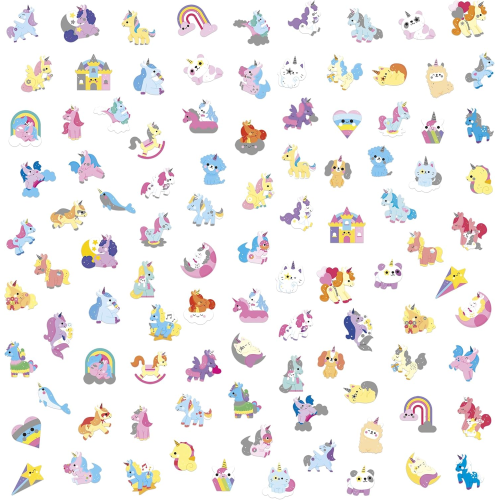 100 ADESIVI - UNICORNI