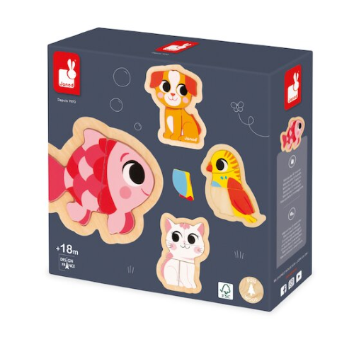 LEGNO - ANIMALI DOMESTICI 4 PZL EVOLUTIVI