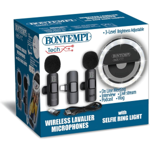 $ ANELLO DI LUCE CON 2 MICROFONI WIRELESS