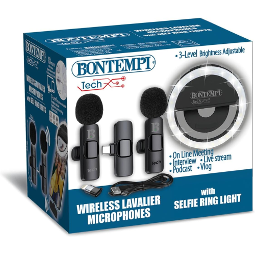 $ ANELLO DI LUCE CON 2 MICROFONI WIRELESS