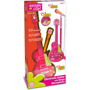 CHITARRA C/MICROFONO E ASTA  ROSA