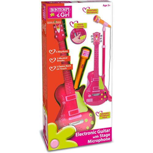 CHITARRA C/MICROFONO E ASTA  ROSA