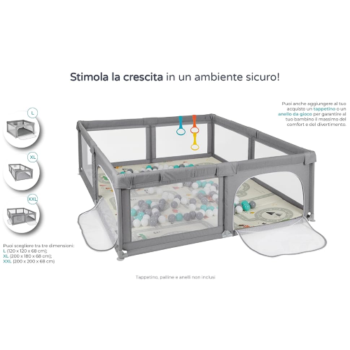 PARCO DEI GIOCHI X X L GRIGIO 180 X 200 CM