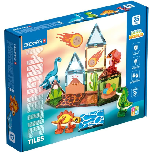 GEOMAG - MAGNETIC TILES GEMS PZ 25 DINO  WORLD