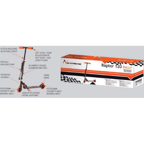MONOPATTINO - 2R RAPTOR 120 RALLY NERO/ARANCIO