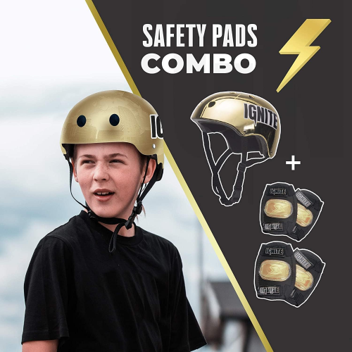 SKATEBORD IGNITE GOLD SKATE CON CASCO E PROTEZIONI