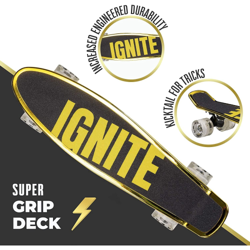 SKATEBORD IGNITE GOLD SKATE CON CASCO E PROTEZIONI