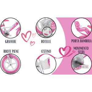 BICI 12F - GIRL HEART BIANCO-ROSA