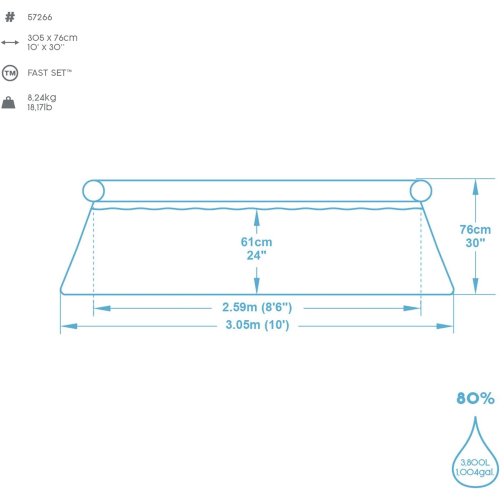 PISCINA - FAST SET  CM 305 X 76  CAPACITA´ LT 3638