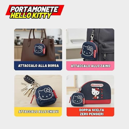 P.MONETE- HELLO KITTY SILVER  LEISURE C/MOSCHETTONE
