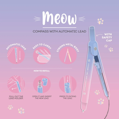 COMPASS WITH AUTOMATIC LEAD - MEOW KITTY