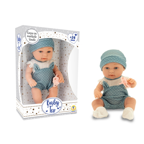BABY TEO - NEONATO IN VINILE 35 CM AZZURRO