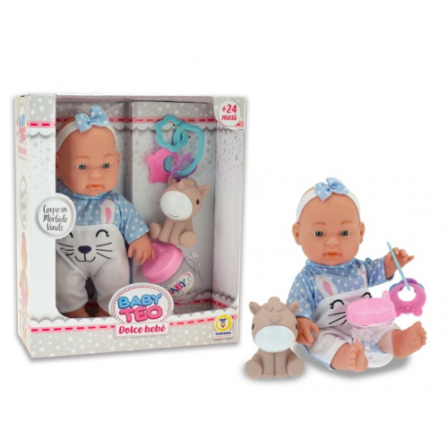 BABY TEO - BAMB. GOMMOSO 25 CM CELESTE