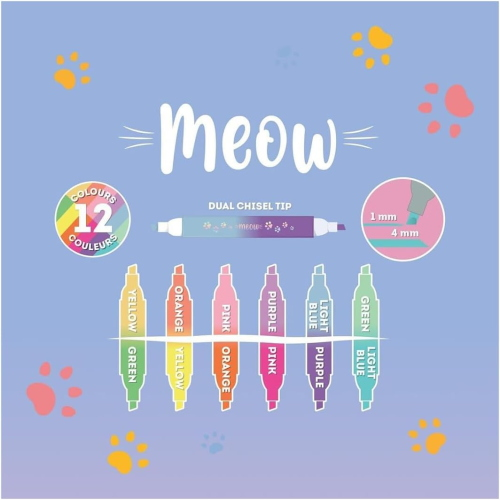 LEGAMI - SET 6 EVIDENZIATORI DOPPIA PUNTA PASTELLO E NEON KITTY