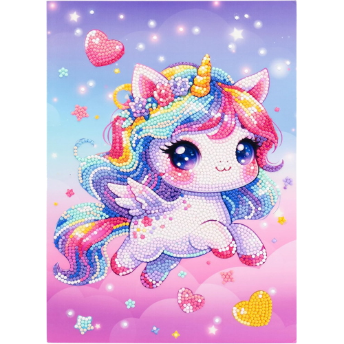 NICE - DIAMANTINY KAWAAII UNICORN CON ALI E CORONA DI FIORI