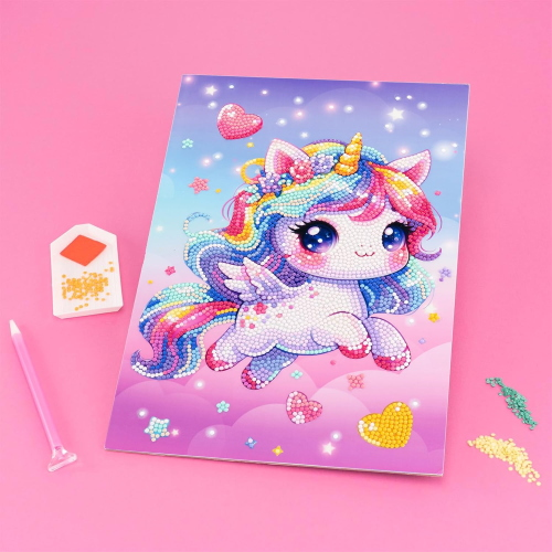 NICE - DIAMANTINY KAWAAII UNICORN CON ALI E CORONA DI FIORI