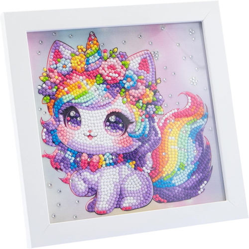 NICE - DIAMANTINY KAWAAII QUADRETTO UNICORN CON COLLANA E GHIRLANDA DI FIORI