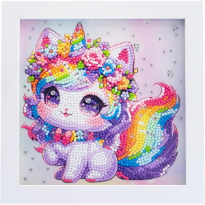 NICE - DIAMANTINY KAWAAII QUADRETTO UNICORN CON COLLANA E GHIRLANDA DI FIORI