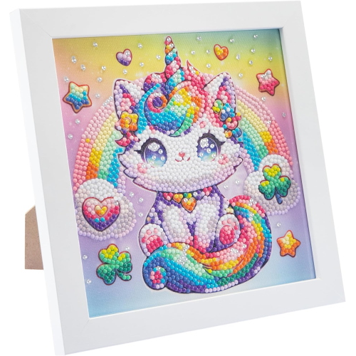 NICE - DIAMANTINY KAWAAII QUADRETTO UNICORN CON COLLANA, CUORI E STELLE