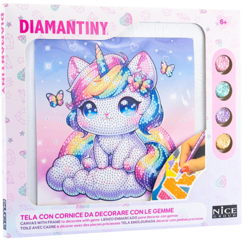 NICE - DIAMANTINY KAWAAII QUADRETTO UNICORN CON FARFALLE E NUVOLE